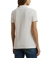 Lauren Ralph Lauren Stretch Pique Floral Patchwork Point Collar Short Sleeve Polo Shirt