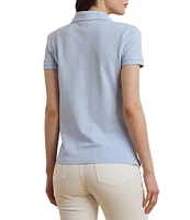 Lauren Ralph Lauren Stretch Ribbed Knit Collared Short Sleeve Polo Shirt