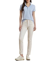 Lauren Ralph Lauren Stretch Ribbed Knit Collared Short Sleeve Polo Shirt