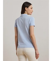 Lauren Ralph Lauren Stretch Ribbed Knit Collared Short Sleeve Polo Shirt