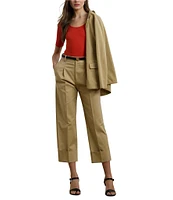 Lauren Ralph Lauren Cotton Blend Rib-Knit Scoop Neck Elbow Sleeve Tee