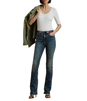 Lauren Ralph Lauren Cotton Blend Rib-Knit Scoop Neck Elbow Sleeve Tee