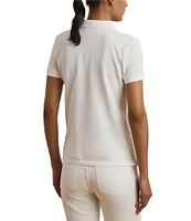 Lauren Ralph Lauren Stretch Ribbed Knit V-Neck Short Sleeve Polo Shirt