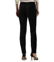 Lauren Ralph Lauren Stretch Velvet Flat Front Mid Rise Slim Straight Leg Ankle Pants