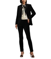 Lauren Ralph Lauren Stretch Velvet Flat Front Mid Rise Slim Straight Leg Ankle Pants