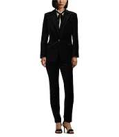 Lauren Ralph Lauren Stretch Velvet Peak Lapel Long Sleeve One Button Blazer