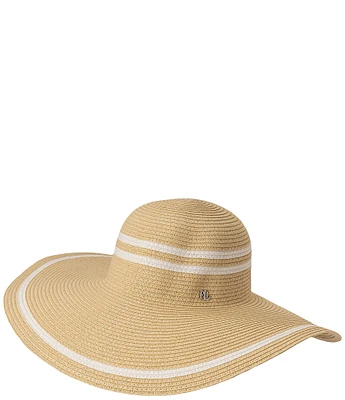 Lauren Ralph Lauren Striped Straw Floppy Hat