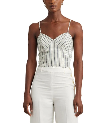 Lauren Ralph Lauren Stripe V-Neck Sleeveless Blouse