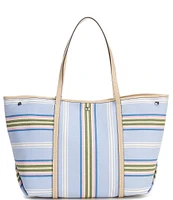 Lauren Ralph Lauren Striped Twill Large Emerie Tote Bag