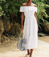 Lauren Ralph Lauren Striped Twill Large Emerie Tote Bag