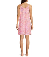 Lauren Ralph Lauren Tile Print Double Strap Scoop Neck Knit Short Nightgown