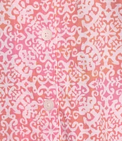 Lauren Ralph Lauren Tile Print Short Sleeve Notch Collar Knit Cropped Pajama Set