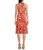 Lauren Ralph Lauren Travonne Floral Motif Crinkle Georgette Halter Neck Sleeveless A-Line Midi Dress