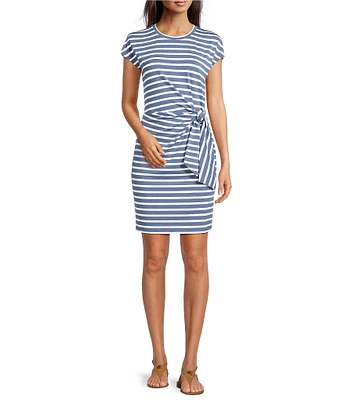 Lauren Ralph Lauren Treanna Striped Tie Front Jersey Dress