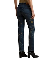 Lauren Ralph Lauren Twill Denim Printed Straight Leg High Rise Ankle Jeans