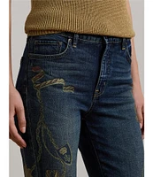 Lauren Ralph Lauren Twill Denim Printed Straight Leg High Rise Ankle Jeans