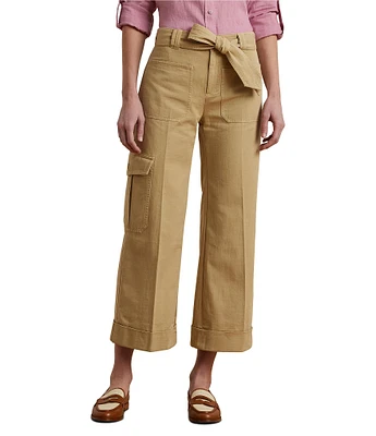 Lauren Ralph Lauren Twill Self Belt Wide Leg Cargo Pants