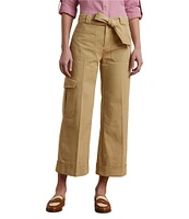 Lauren Ralph Lauren Twill Self Belt Wide Leg Cargo Pants
