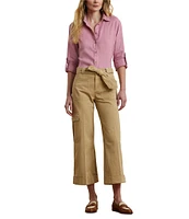 Lauren Ralph Lauren Twill Self Belt Wide Leg Cargo Pants