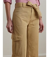 Lauren Ralph Lauren Twill Self Belt Wide Leg Cargo Pants