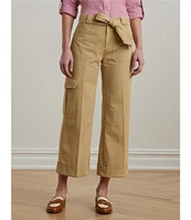 Lauren Ralph Lauren Twill Self Belt Wide Leg Cargo Pants