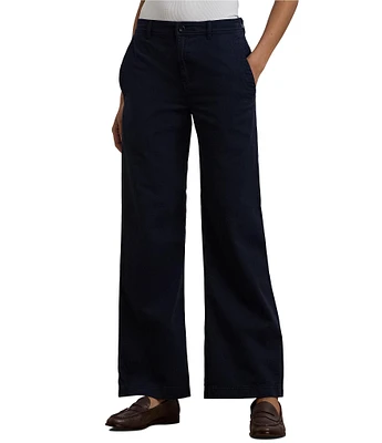 Lauren Ralph Lauren Twill Wide Leg High Rise Pocket Pants