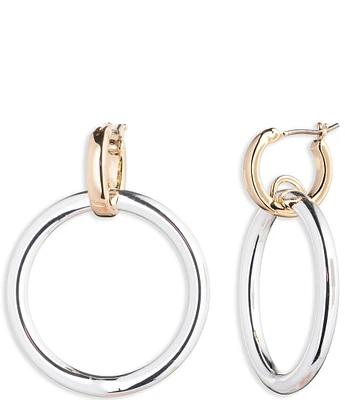 Lauren Ralph Lauren Two Tone Frontal Hoop Earrings