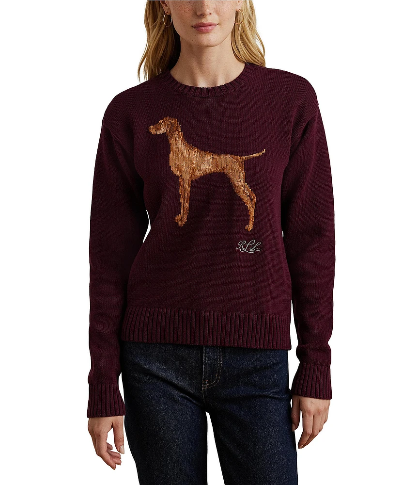 Lauren Ralph Lauren Crew Neck #double;LRL#double; Script Embroidered Sweater