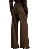 Lauren Ralph Lauren Wool Checked Pleated Coin Pocket Wide Leg Pants