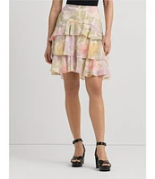 Lauren Ralph Lauren Floral Tired Above The Knee A-Line Skirt