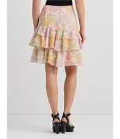 Lauren Ralph Lauren Floral Tired Above The Knee A-Line Skirt