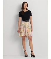 Lauren Ralph Lauren Floral Tired Above The Knee A-Line Skirt