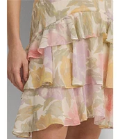 Lauren Ralph Lauren Floral Tired Above The Knee A-Line Skirt