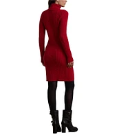 Lauren Ralph Lauren Wool-Blend Cable Knit Turtleneck Long Sleeve Sweater Dress