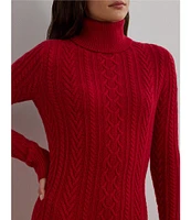 Lauren Ralph Lauren Wool-Blend Cable Knit Turtleneck Long Sleeve Sweater Dress