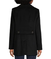 Lauren Ralph Lauren Wool Double Breasted Notch Collar Button Front Peacoat