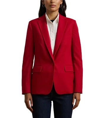 Lauren Ralph Lauren Wool Flannel Notch Lapel Long Sleeve One-Button Blazer Jacket