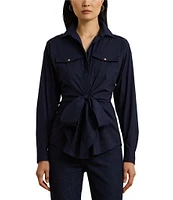 Lauren Ralph Lauren Woven Spread Collar Long Sleeve Button-Front Shirt