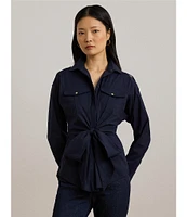 Lauren Ralph Lauren Woven Spread Collar Long Sleeve Button-Front Shirt