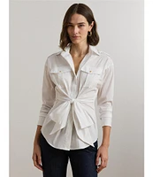 Lauren Ralph Lauren Woven Spread Collar Long Sleeve Button-Front Shirt