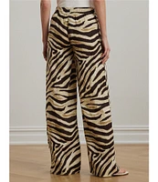 Lauren Ralph Lauren Zebra Print Linen Wide-Leg Pull-On Pants
