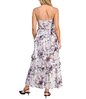 Layered With Love Ava Sweetheart Neck Printed Burnout Velvet Ruffle Maxi Dress