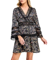 Layered With Love Blair V-Neck Lace Trim Long Sleeve Mini Dress