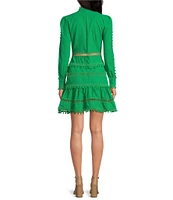 Layered With Love Carla Woven Mock Neck Long Sleeves Ruffle Tiered Hem Fit & Flare Mini Dress
