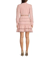 Layered With Love Carla Woven Mock Neck Long Sleeves Ruffle Tiered Hem Fit & Flare Mini Dress