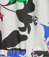 Layered With Love Crew Neck 3/4 Sleeve Printed Cotton Poplin A-Line Mini Dress