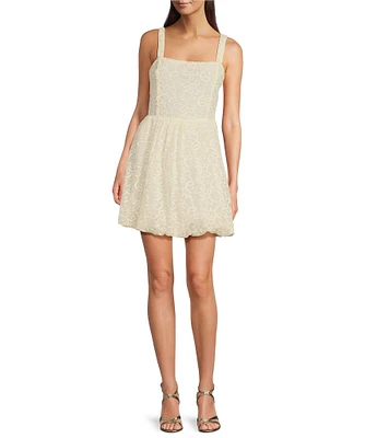 Layered With Love Eloise Soutache Lace Square Neck Sleeveless Bubble Hem Mini Dress