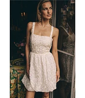 Layered With Love Eloise Soutache Lace Square Neck Sleeveless Bubble Hem Mini Dress