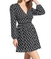 Layered With Love Embroidered Jacquard V-Neck Long Sleeve Lace Detail Fit & Flare Dress