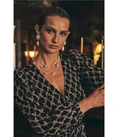 Layered With Love Embroidered Jacquard V-Neck Long Sleeve Lace Detail Fit & Flare Dress